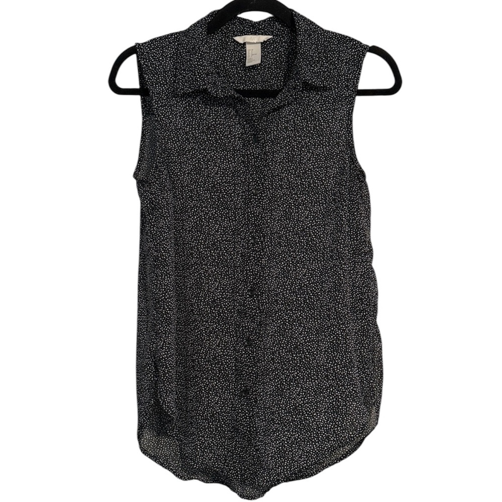 🌻 H&M Black and White Patterned Sleeveless Blouse 🌻